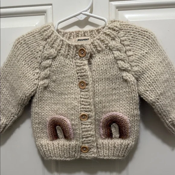 Beige Knit Kids Cardigan with Rainbow Detail - Picture 5 of 6